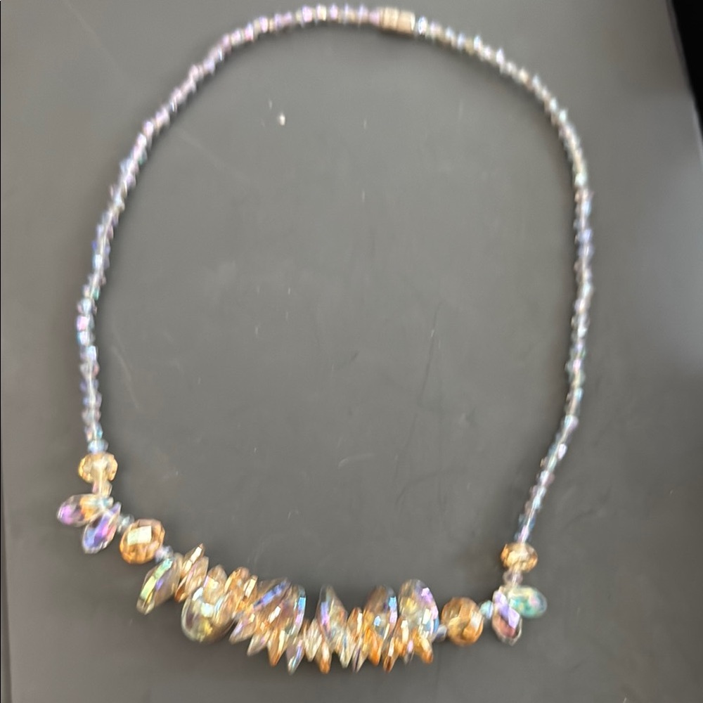 Swarovski Gold and Multicolor Necklace with Delicate Design